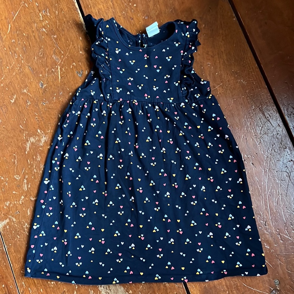 Navy blue dress with hearts